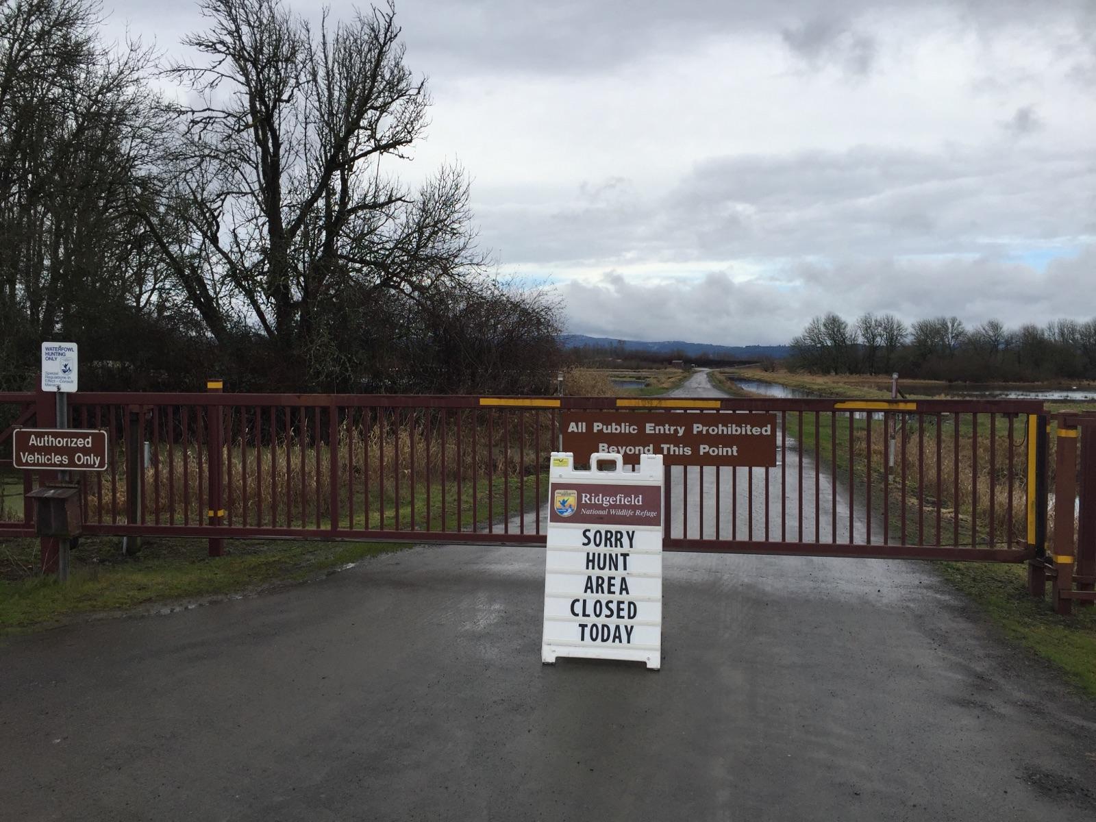 The hunting area is closed today at the Ridgefield Wildlife Refuge.