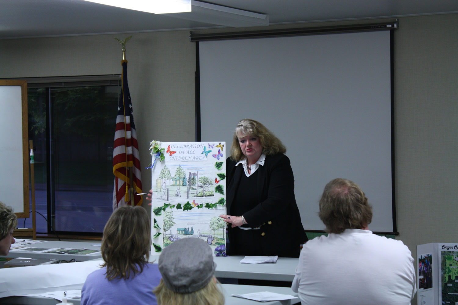 Milada Allen, president of the Felida Neighborhood Association, talked about projects and committees involving four separate parks, including memorial addications to Sgt.