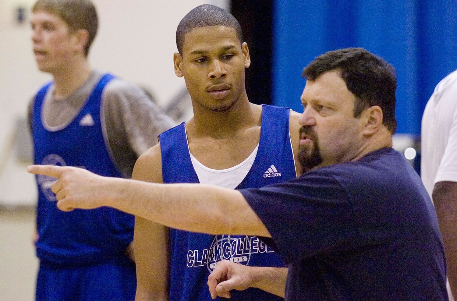 Mike Arnold during Clark College basketball practice in 2012.