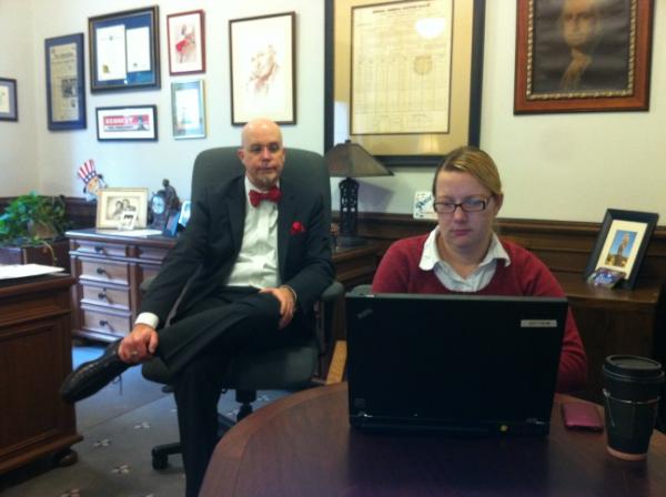 Rep. Jim Moeller, D-Vancouver, answers questions from his office during a live chat with Columbian readers Friday, Feb. 17.