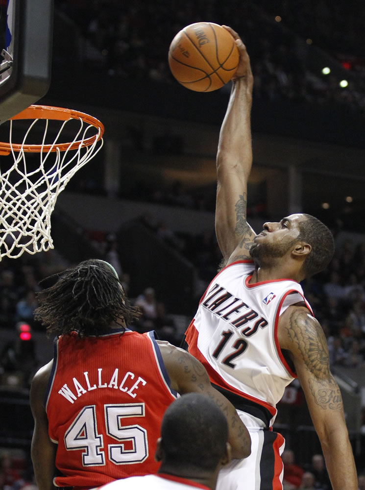 Portland's LaMarcus Aldrige led the Trail Blazers with 24 points Wednesday against New Jersey.