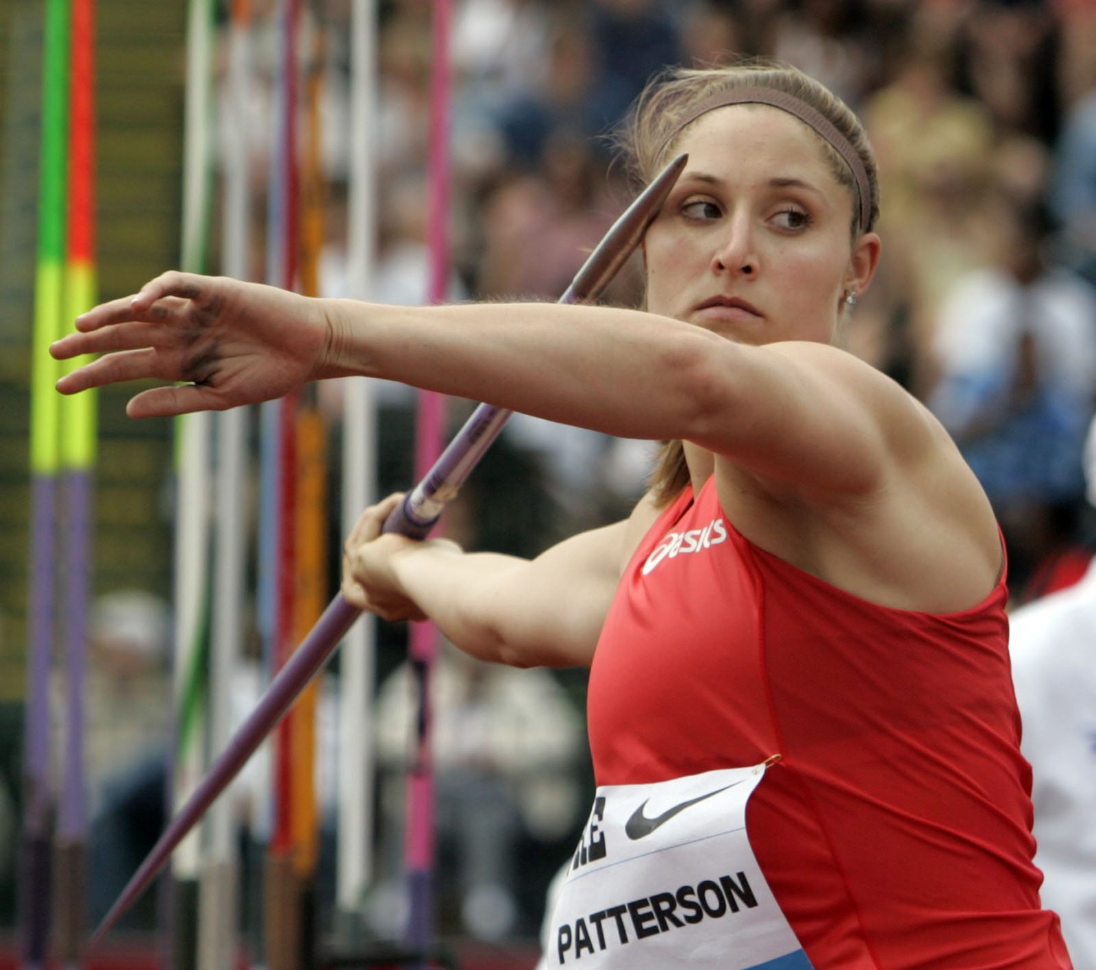 Kara Patterson throws the javelin at the Prefontaine Classic.