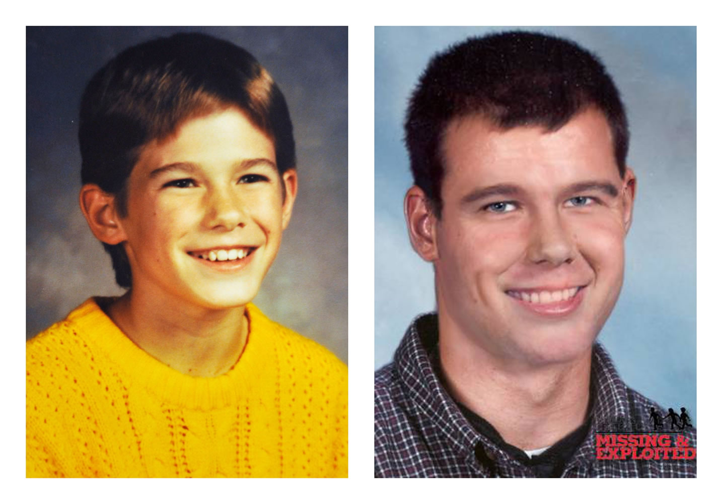 Jacob Wetterling, left, as he looked when he was abducted in 1989 at age 11, and at right, as a digital artist speculates he might look today.