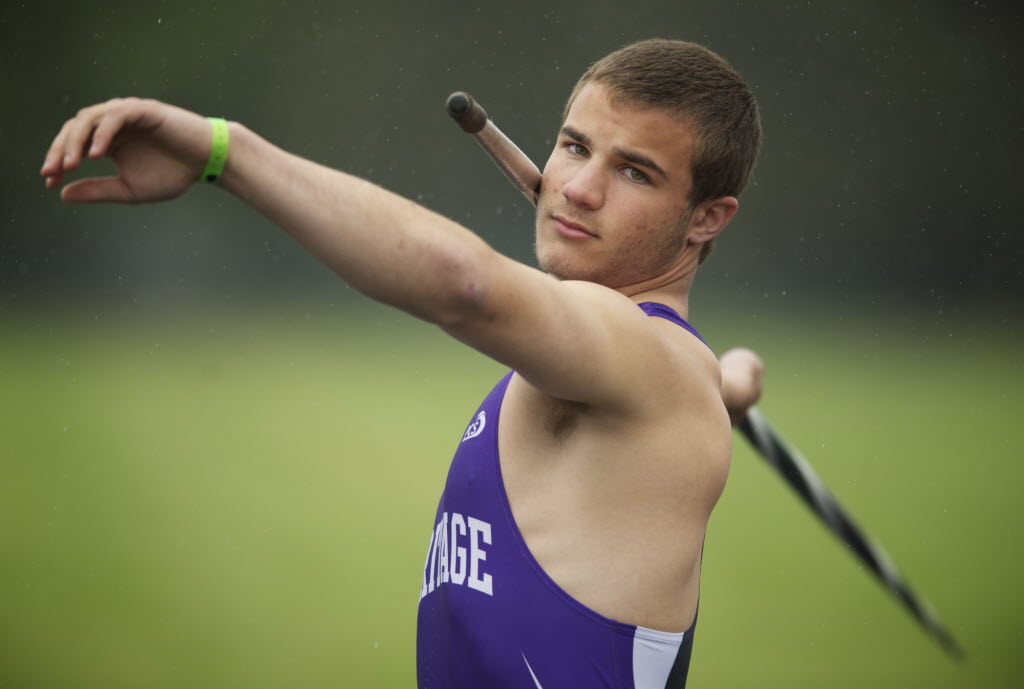 Heritage High School javelin thrower Sean Keller has a top throw of 244 feet, 1 inch.