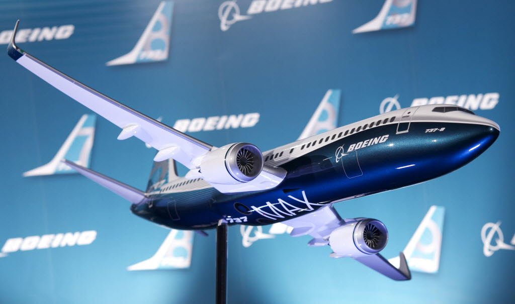 A model of the recently revealed 737-MAX passenger airplane. Boeing has announced the plane will be built in Renton.