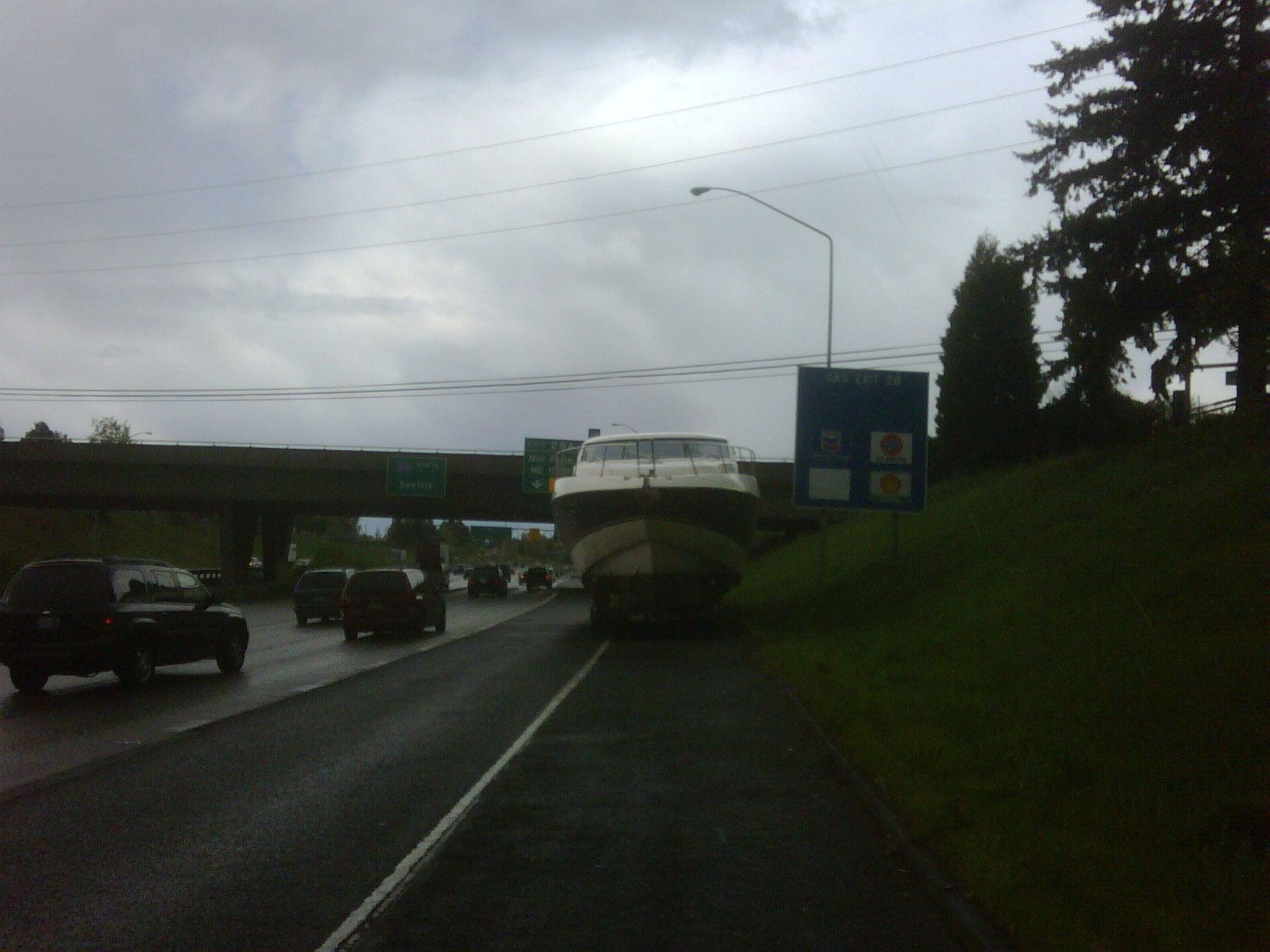 An oversized yacht blocked the exit off S.E. Mill Plain Thursday afternoon, Washington State Patrol said.