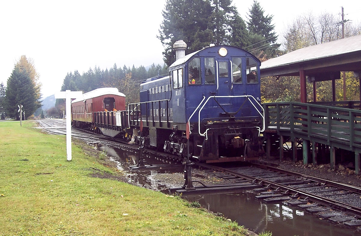 This 1941 ALCO S-2 Diesel Switcher is the main train used for heritage runs on the Chelatchie Prairie Railroad.