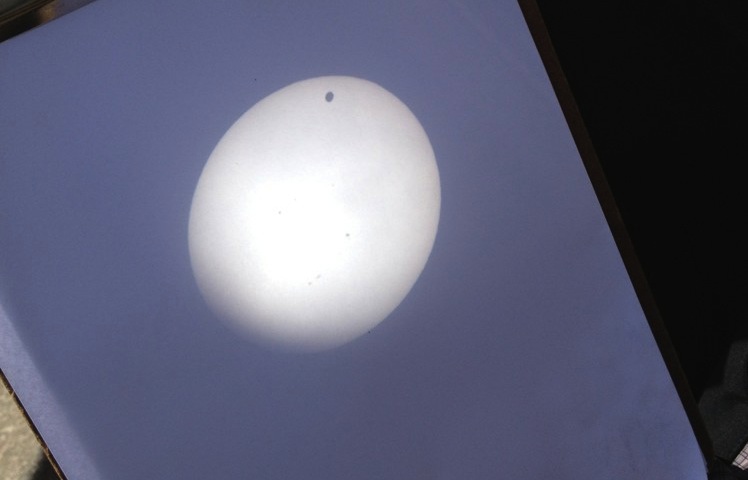 Venus marches across the face of the Sun in this image captured at Clark College in Vancouver.