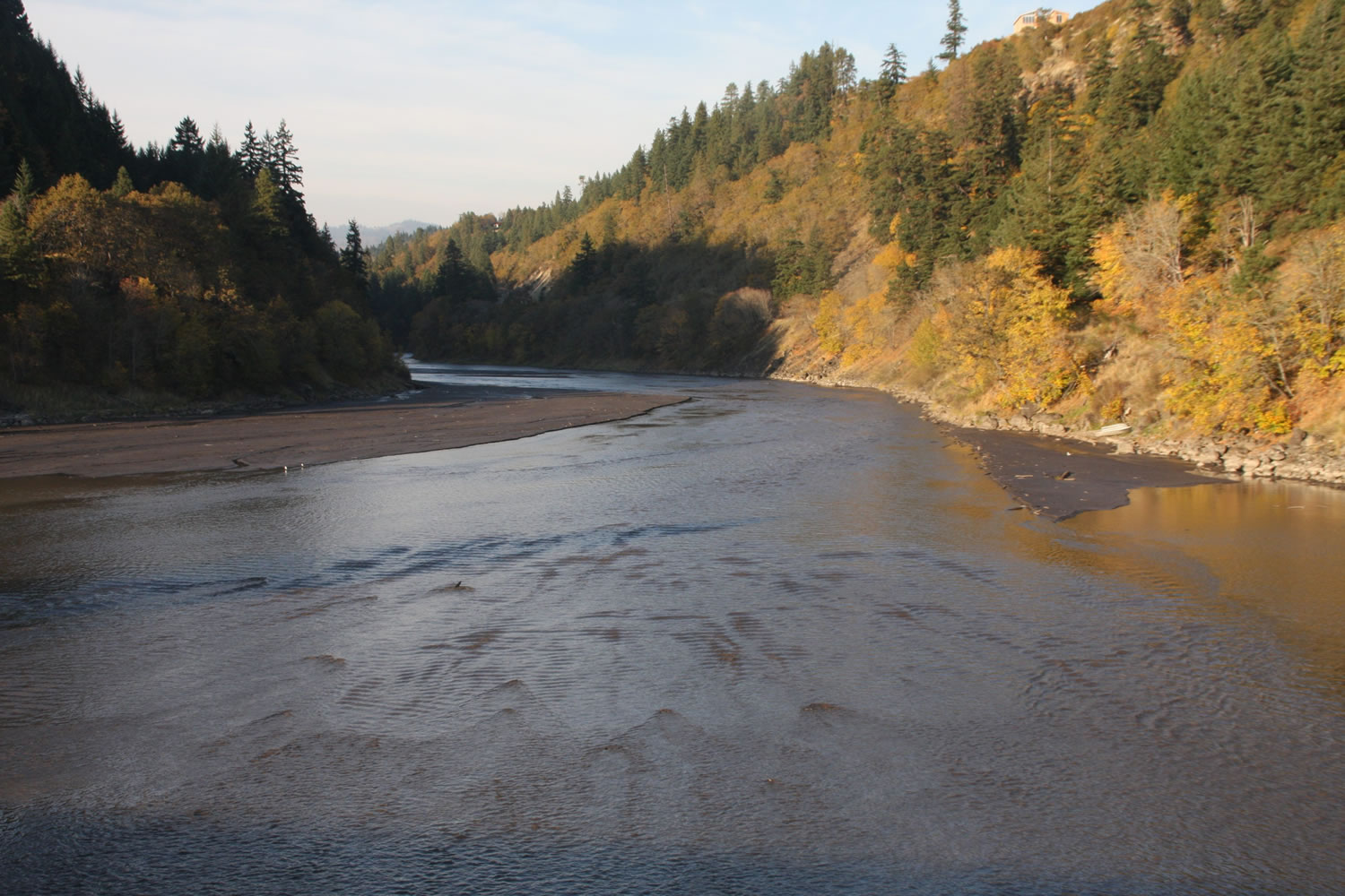 Here's a view of the mouth of the White Salmon River from the state Highway 14 bridge on Wednesday afternoon.
