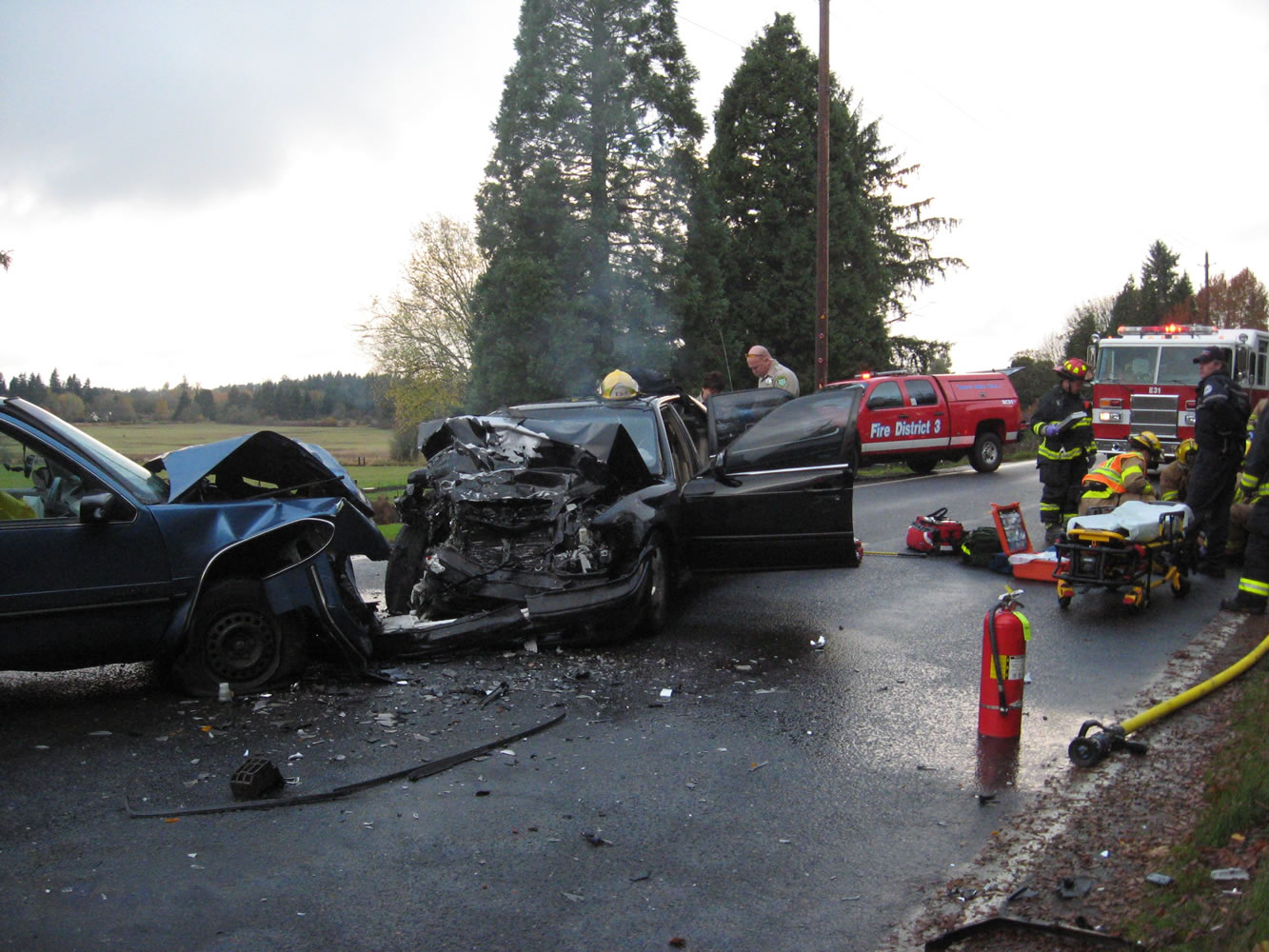 A head-on crash Saturday morning on Northeast 182nd Avenue near 139th Street in Hockinson killed a 52-year-old woman and seriously injured a 22-year-old woman.