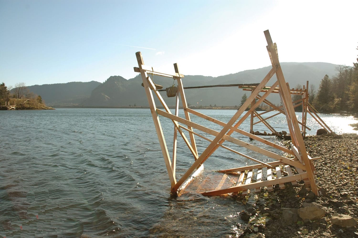 These two scaffolds are on &quot;Social Security Beach'' at Drano Lake where the U.S.