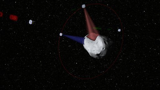 This computer-generated image provided by Planetary Resources, a group of high-tech tycoons that wants to mine nearby asteroids, shows a conceptual rendering of satellites prospecting a water-rich, near-Earth asteroid. The group's mega-million dollar plan is to use commercially built robotic ships to squeeze rocket fuel and valuable minerals like platinum and gold out of the lifeless rocks that routinely whiz by Earth.