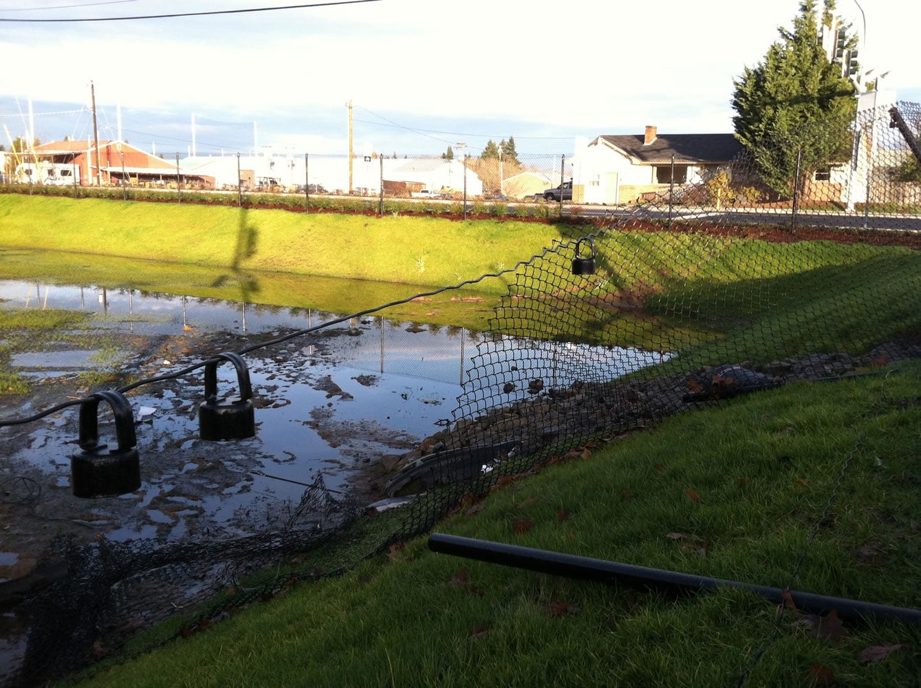 A car knocked down a section of a recently installed fence in the Salmon Creek area sometime around Dec.