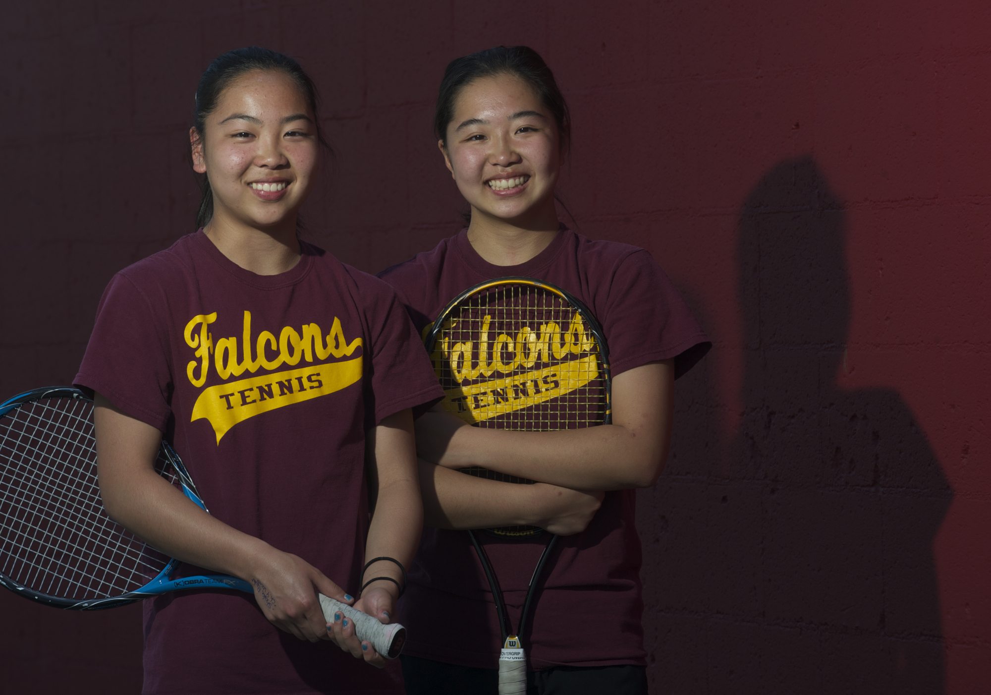 As teammates on the Prairie tennis team, sisters Shiori, right, and Akari Baba normally aren't on the court at the same time, unless they are playing doubles.