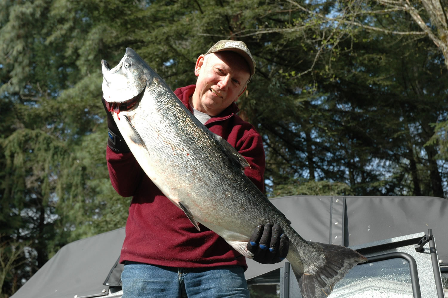 Dick Borneman of Vancouver with a 29-pound spring chinook caught in 2010 near Caterpillar Island.