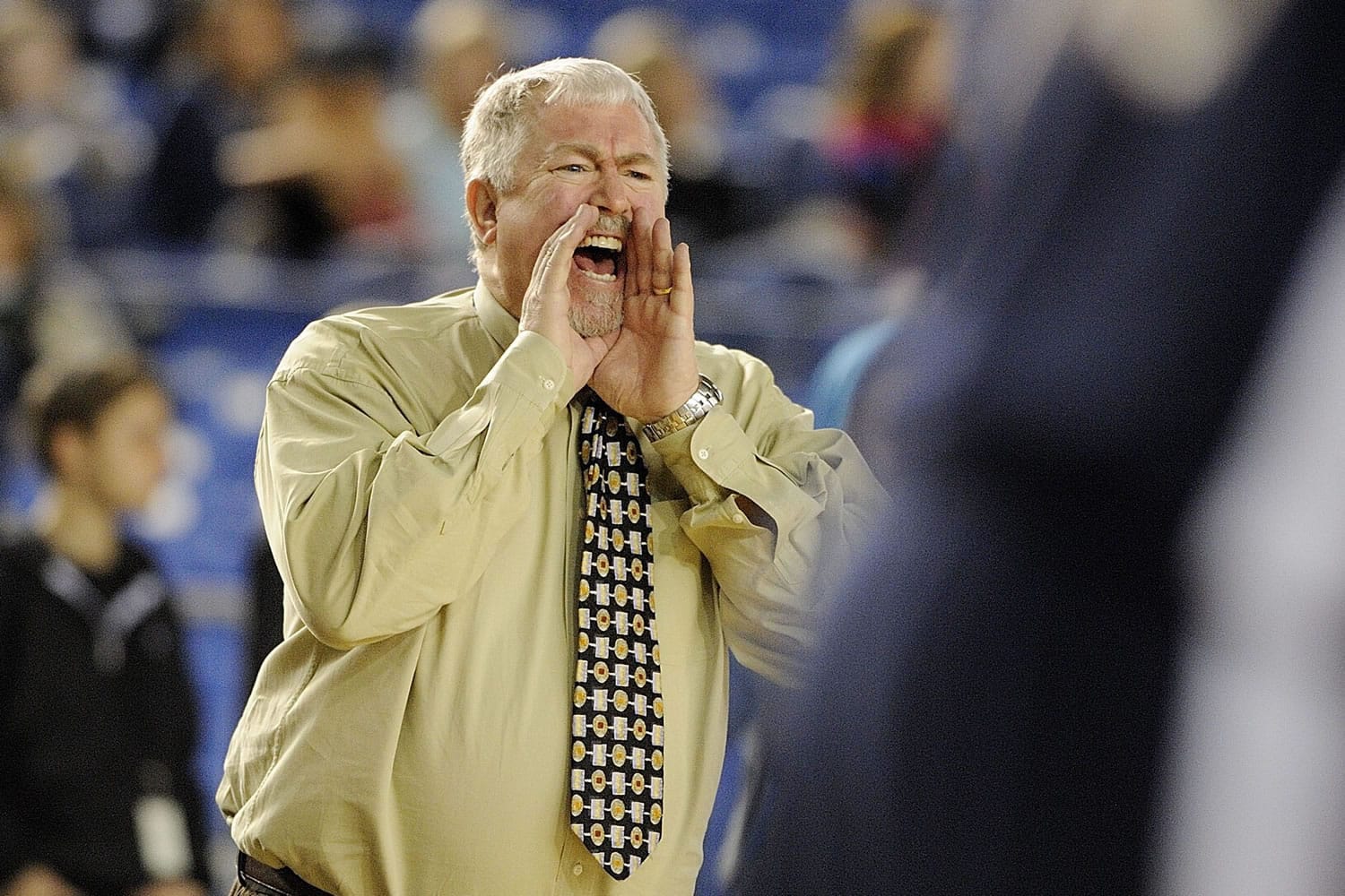 Head girls basketball coach Al Aldridge of Prairie High School yells to his team during a game against Kennedy Catholic Thursday March 3, 2011 at the 2011 Hardwood Classic 3A Girls State Basketball Championships at the Tacoma Dome in Tacoma, Washington.