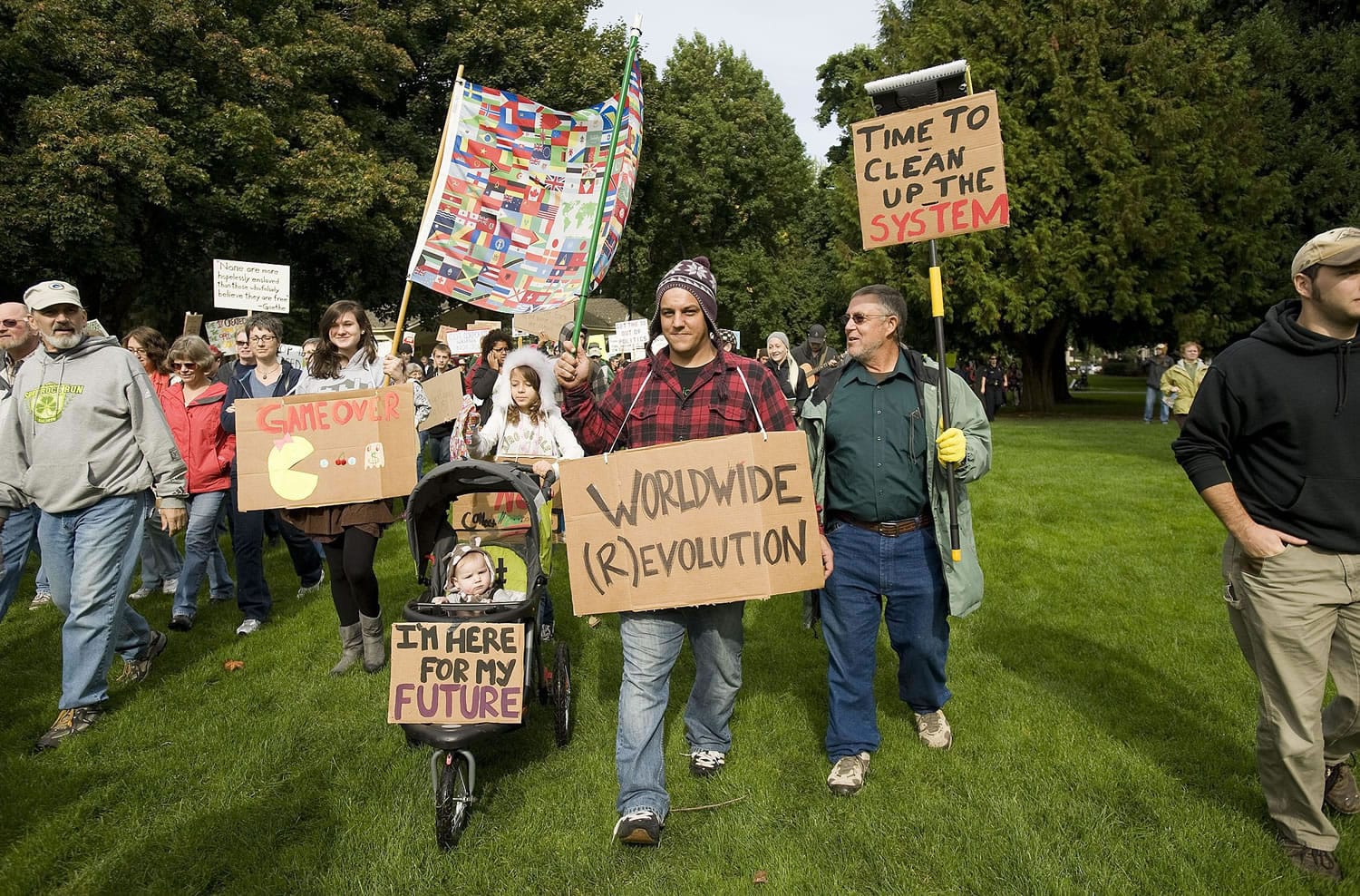 An estimated 700 demonstrators participated in Occupy Vancouver, first meeting at Esther Short Park and then marching through downtown Vancouver, Saturday, October 15, 2011.