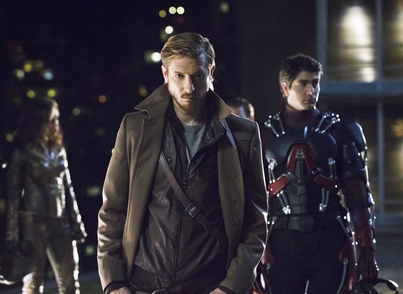 Arthur Darvill, center, stars as Rip Hunter and Brandon Routh, right, as Ray Palmer/the Atom in &quot;DC&#039;s Legends of Tomorrow.&quot; (Jeff Weddell/The CW)