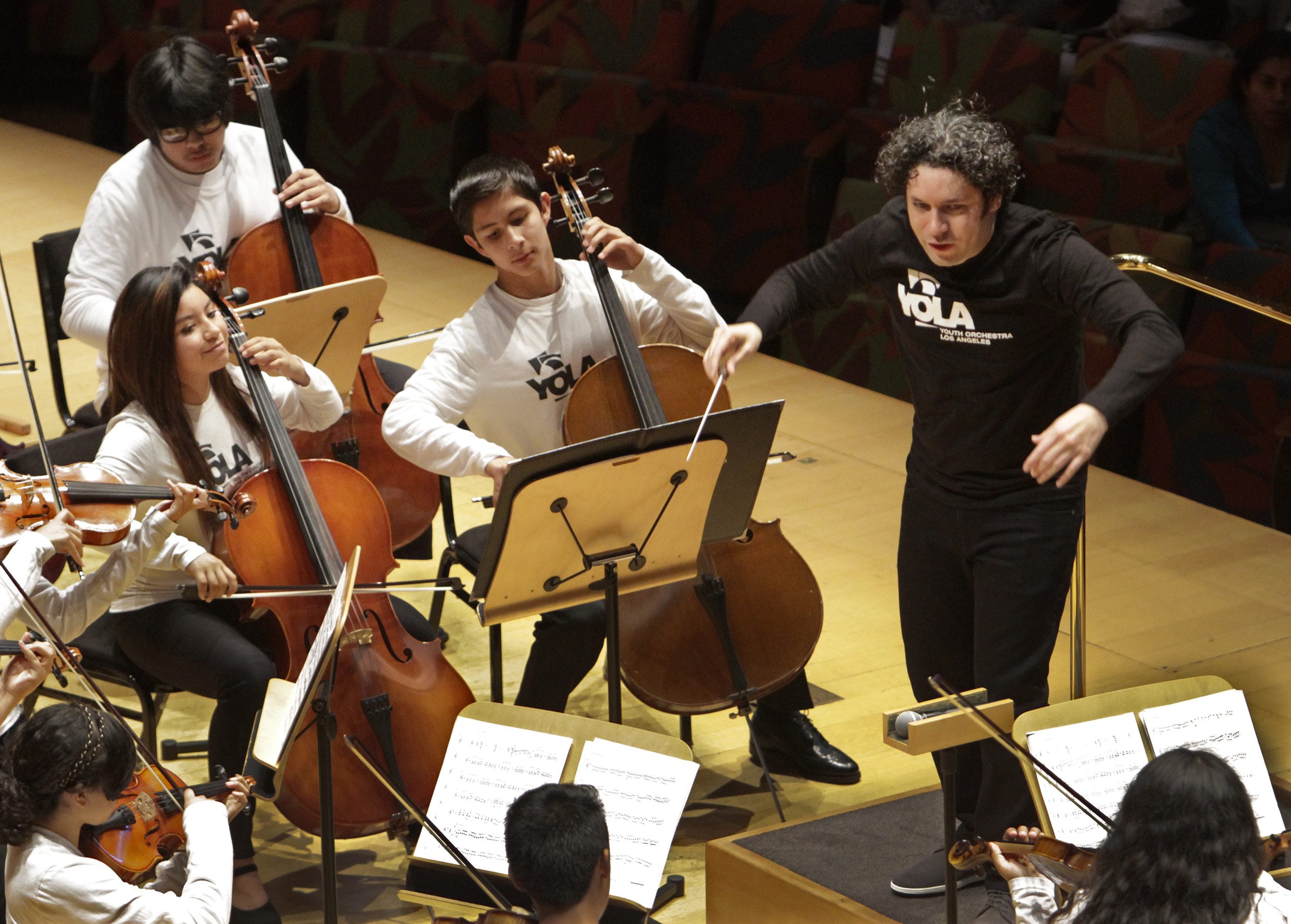 Gustavo Dudamel conducts a performance with Youth Orchestra Los Angeles at Walt Disney Concert Hall on May 10, 2014, in Los Angeles. (Lawrence K.