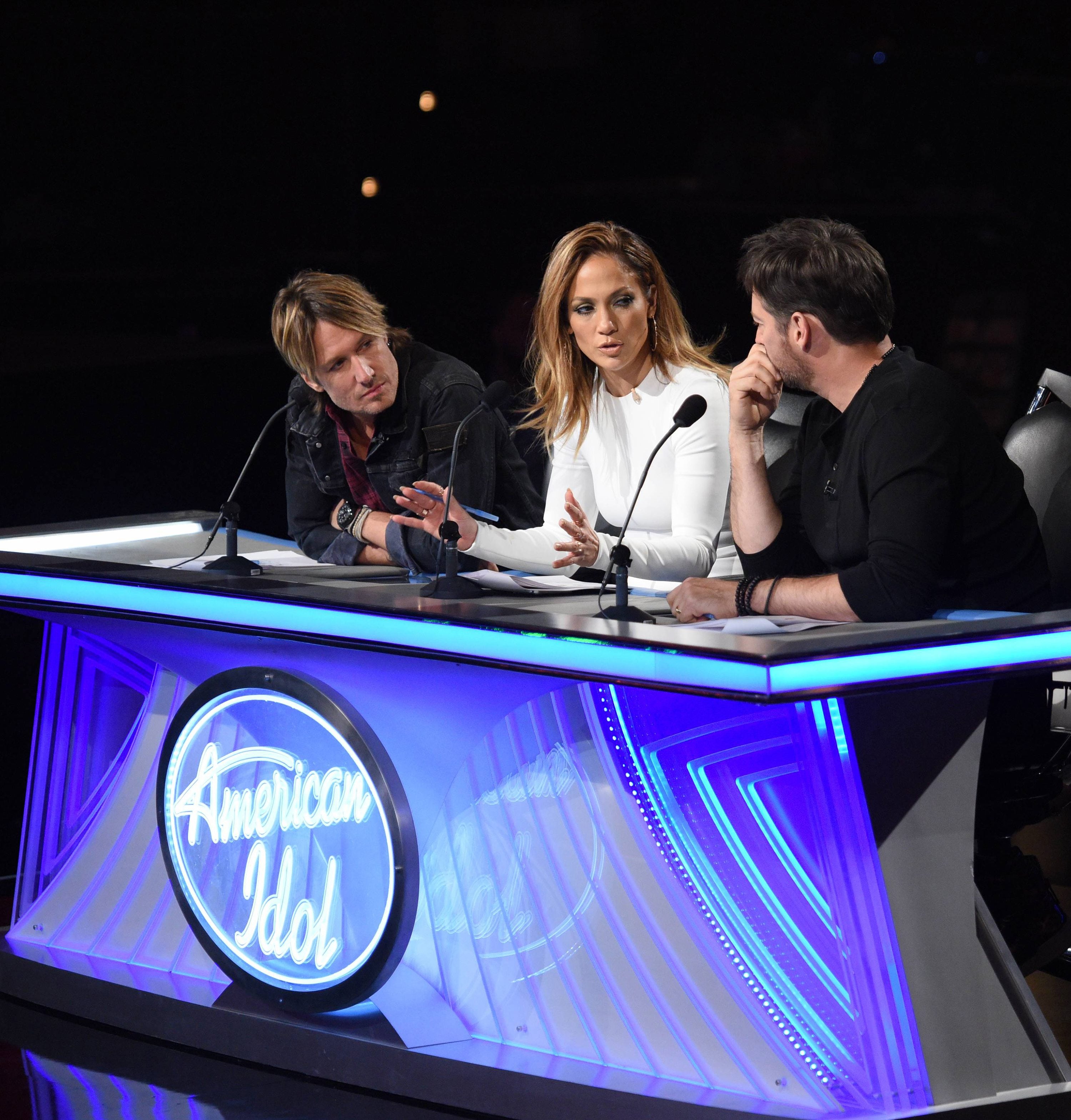 Judges Keith Urban, Jennifer Lopez and Harry Connick Jr.