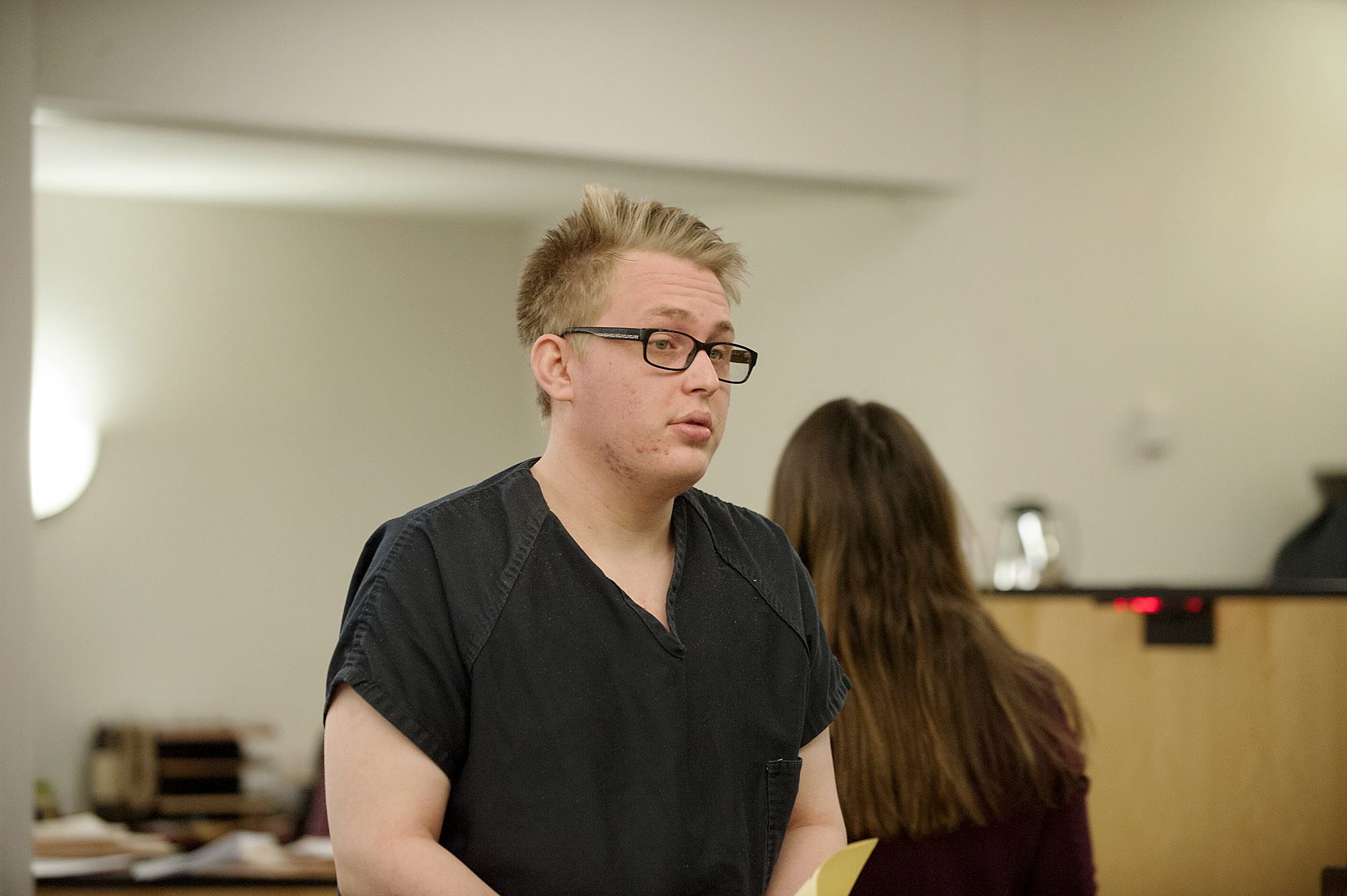 Zachary Akers, 20, of Camas makes an appearance Jan. 6 in Clark County Superior Court in a child pornography and online child exploitation case. Akers was back in court Tuesday to face new allegations.