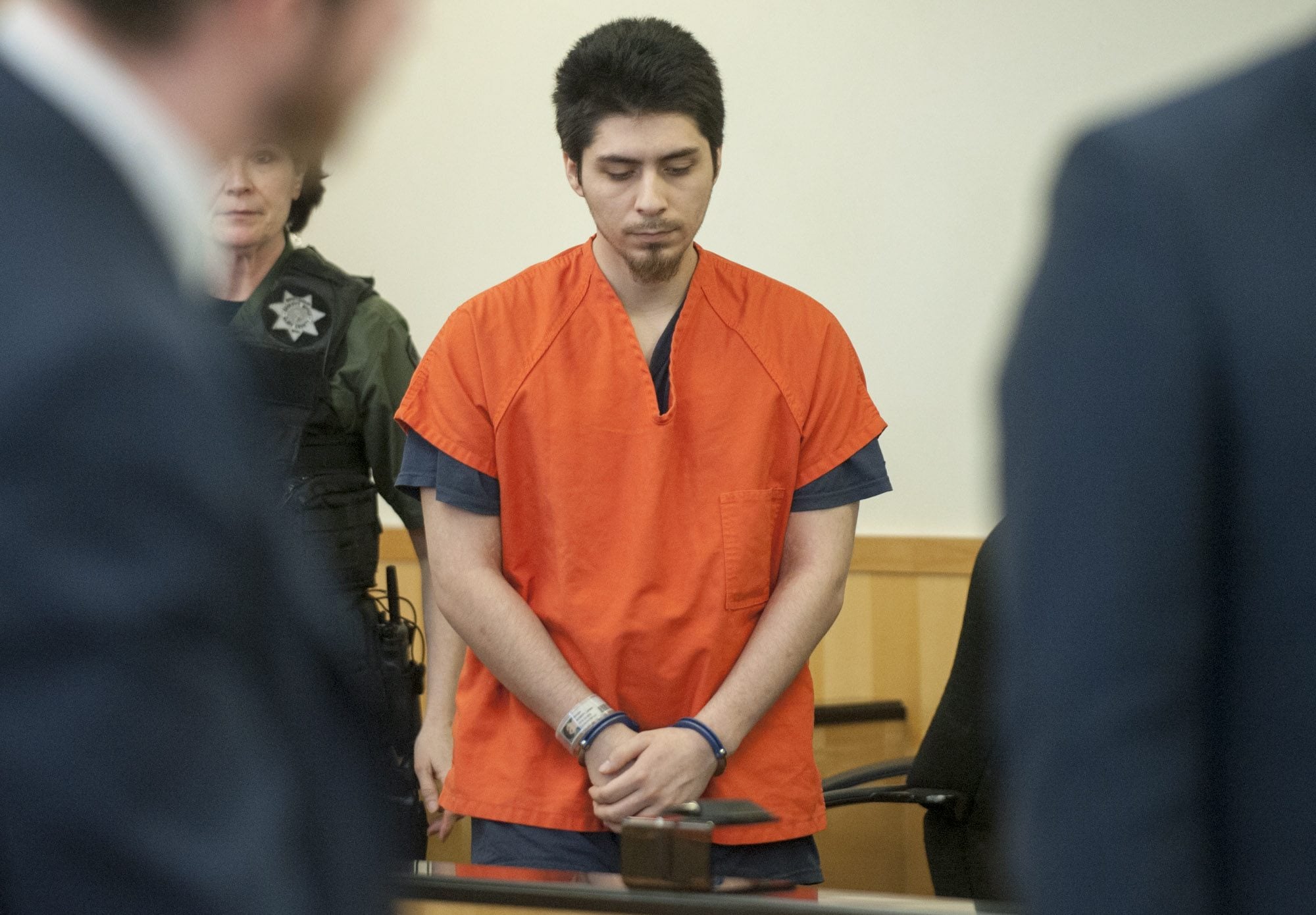 Robert Lewis Souza appears in Clark County Superior Court on Feb. 19 to enter guilty pleas to attempted second-degree murder. He was sentenced Friday to more than 15 years in prison for crashing his vehicle in March 2015 in an attempt to kill his girlfriend and 2-year-old son, who were passengers.