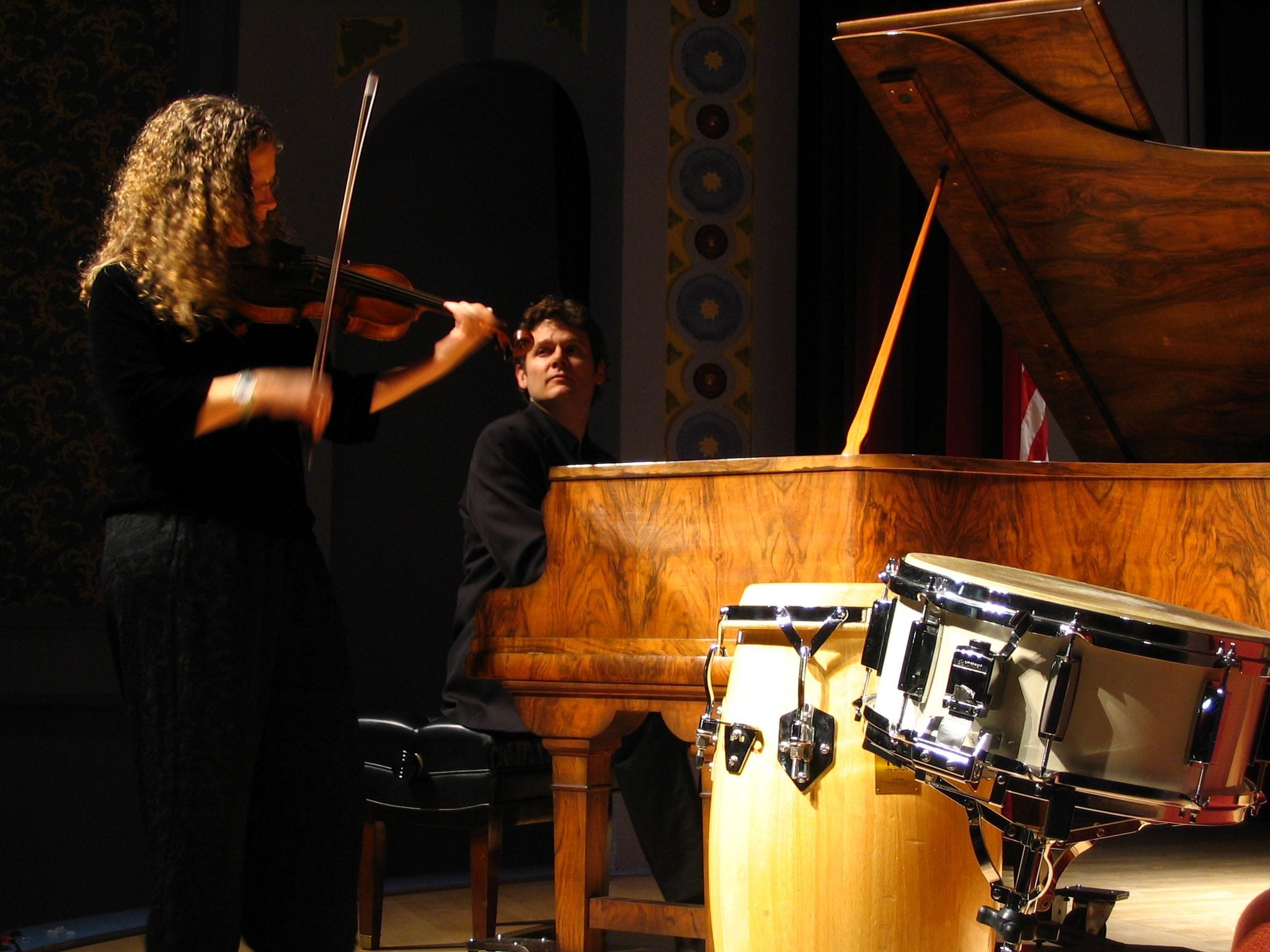 Pianist Thomas Rheingans is joined by violinist Mary Rowell at a recent Encore concert.