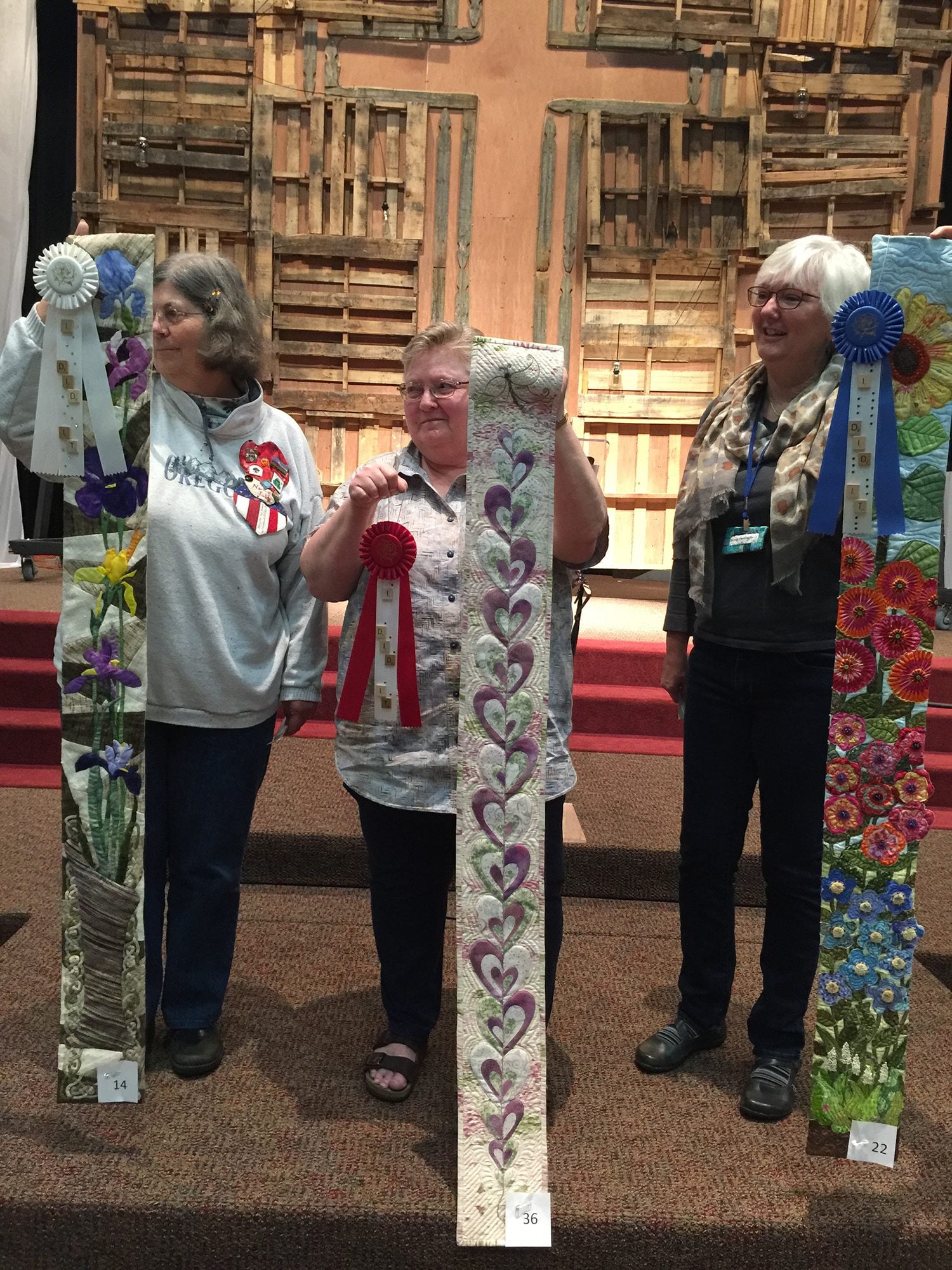 Five Corners: The top three finalists of Clark County Quilters Challenge were Nancy Tubbs, from left, Helen Sherburne and Janice Harding Harris.