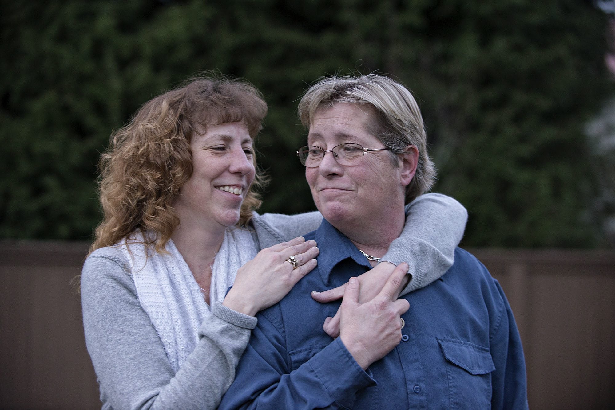 Leanne Hall, left, and her wife, Lana Hall, of Vancouver have been together 24 years. Two years ago, Lana nearly died after an aneurysm ruptured while she was working in the yard.