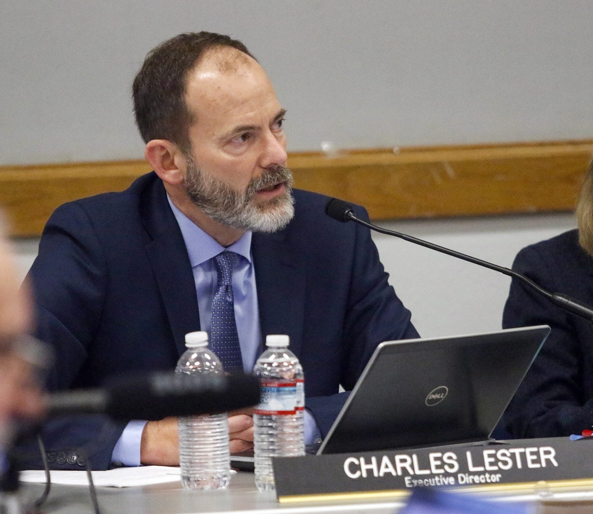 California Coastal Commission Executive Director Charles Lester speaks at a meeting of the commission in Morro Bay, Calif., Wednesday, Feb. 10, 2016. A vote on the dismissal of Lester is the first item on the agenda.
