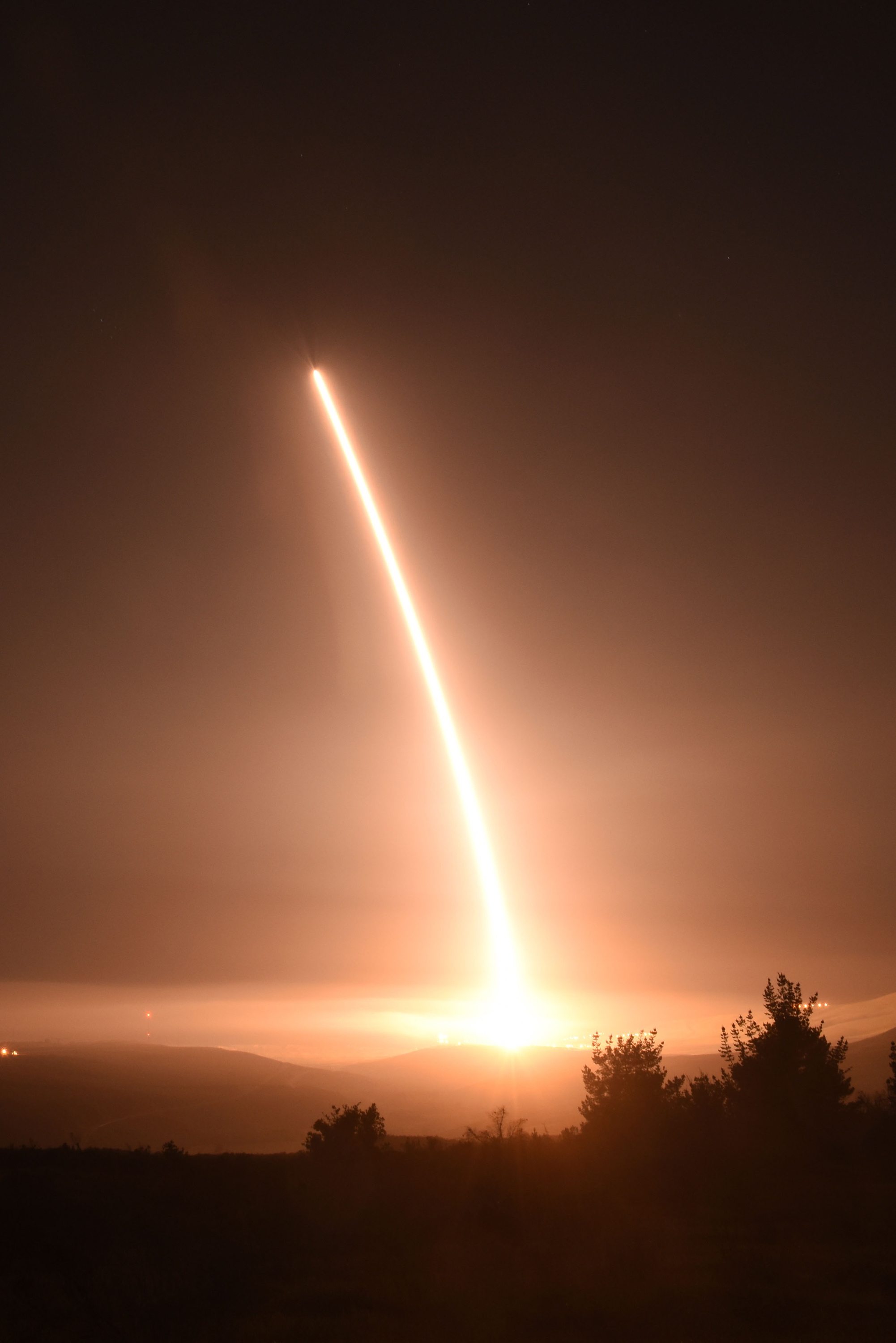 An unarmed Minuteman 3 intercontinental ballistic missile launches Thursday during an operational test from Vandenberg Air Force Base, Calif. (STAFF SGT. JIM ARAOS/U.S.