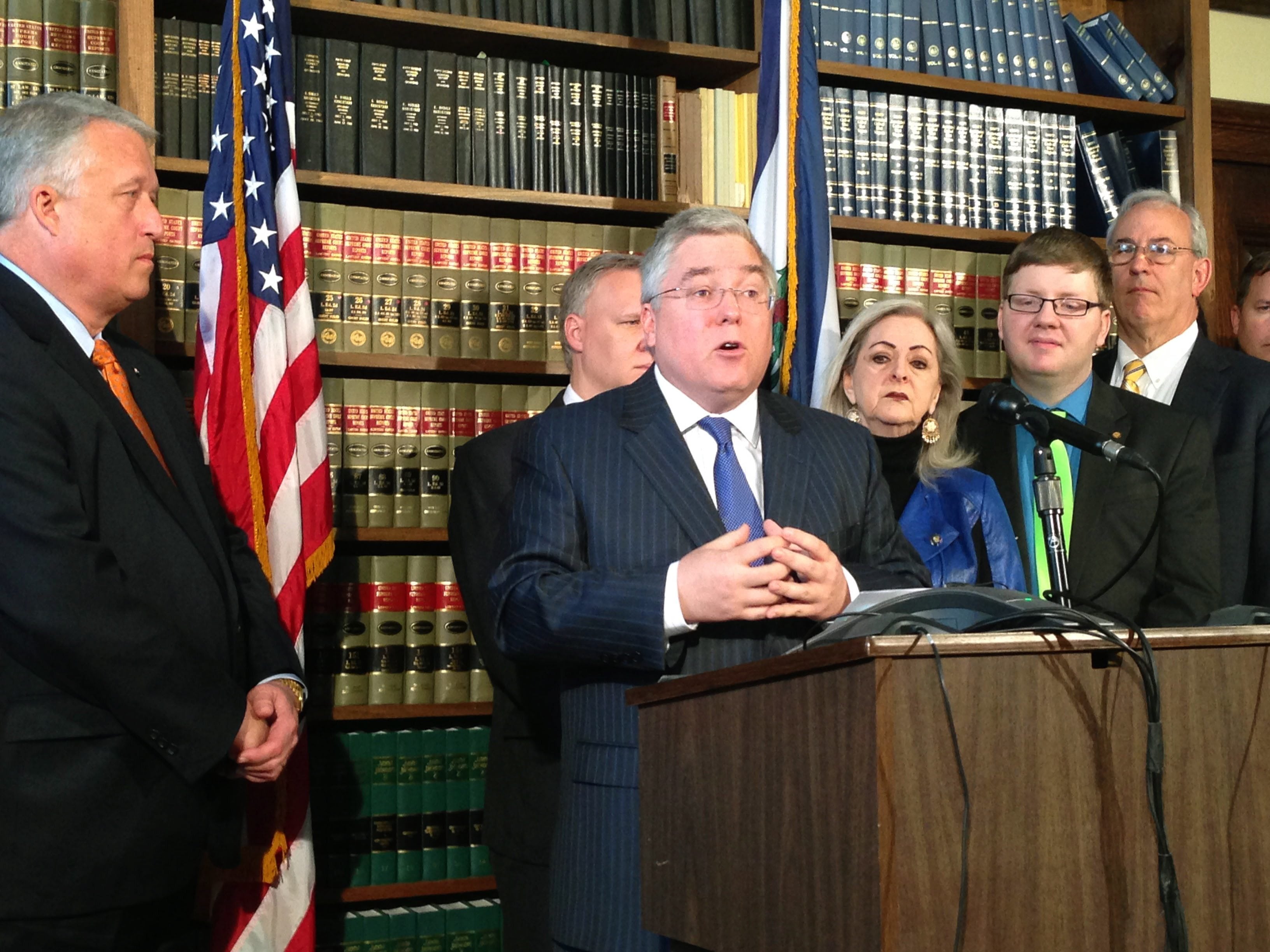 West Virginia Attorney General Patrick Morrisey speaks at a news conference Wednesday, Feb. 10, 2016, at the state Capitol in Charleston, West Virginia. Coal-dependent West Virginia is helping lead the legal fight against the Obama administration&#039;s sweeping plan to address climate change. Morrisey hailed the U.S. Supreme Court&#039;s decision Tuesday to halt enforcement of the plan.