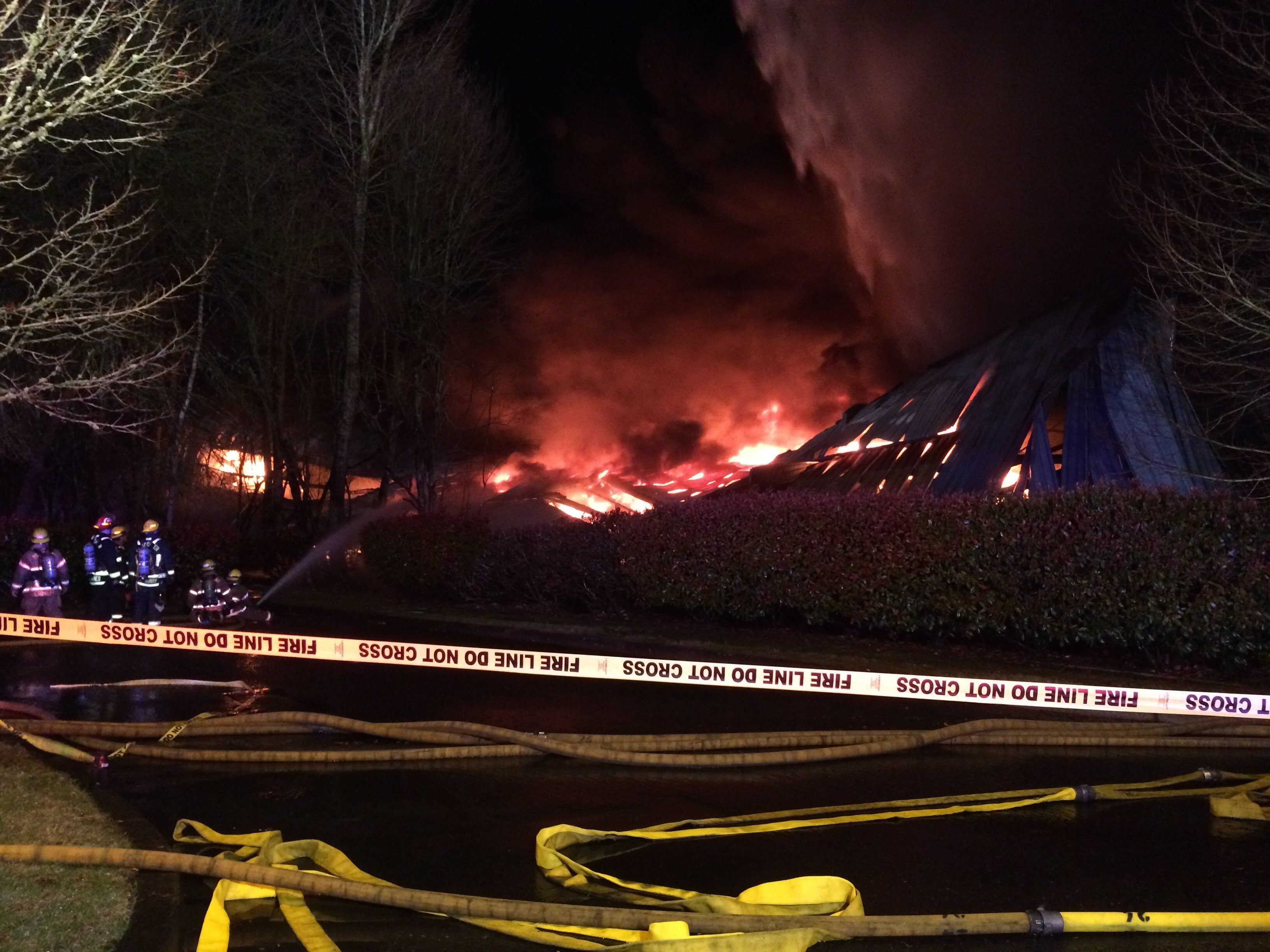A massive fire at a Portland marina destroyed a warehouse in which hundreds of boats were stored.