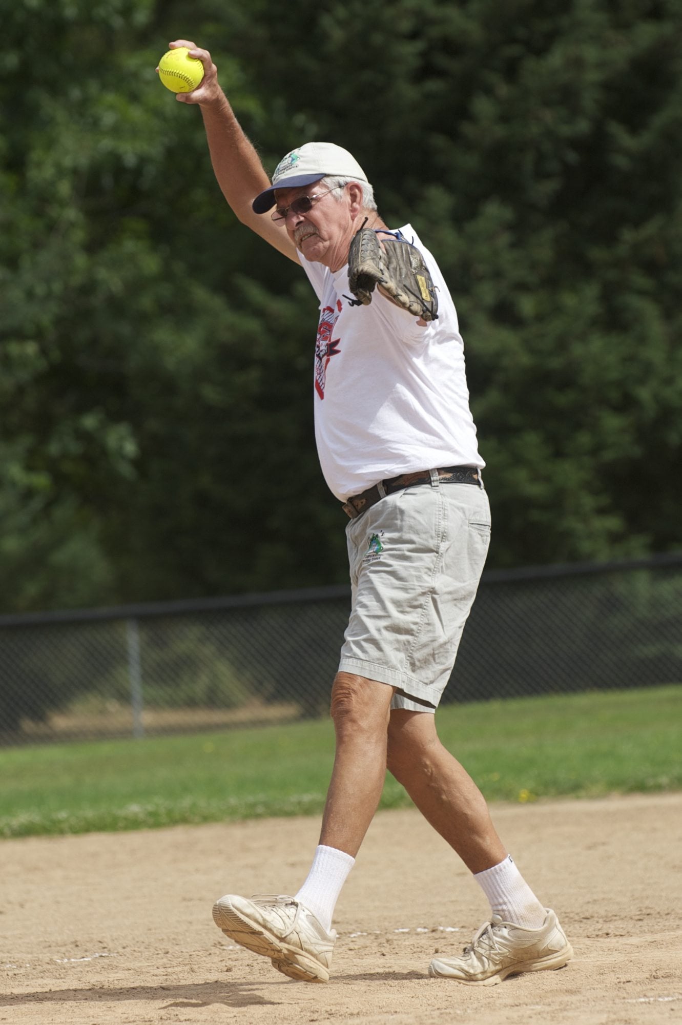 John Gay as the designated pitcher during VGSA's 50th Anniversary alumni softball game, Saturday, August 17, 2013.