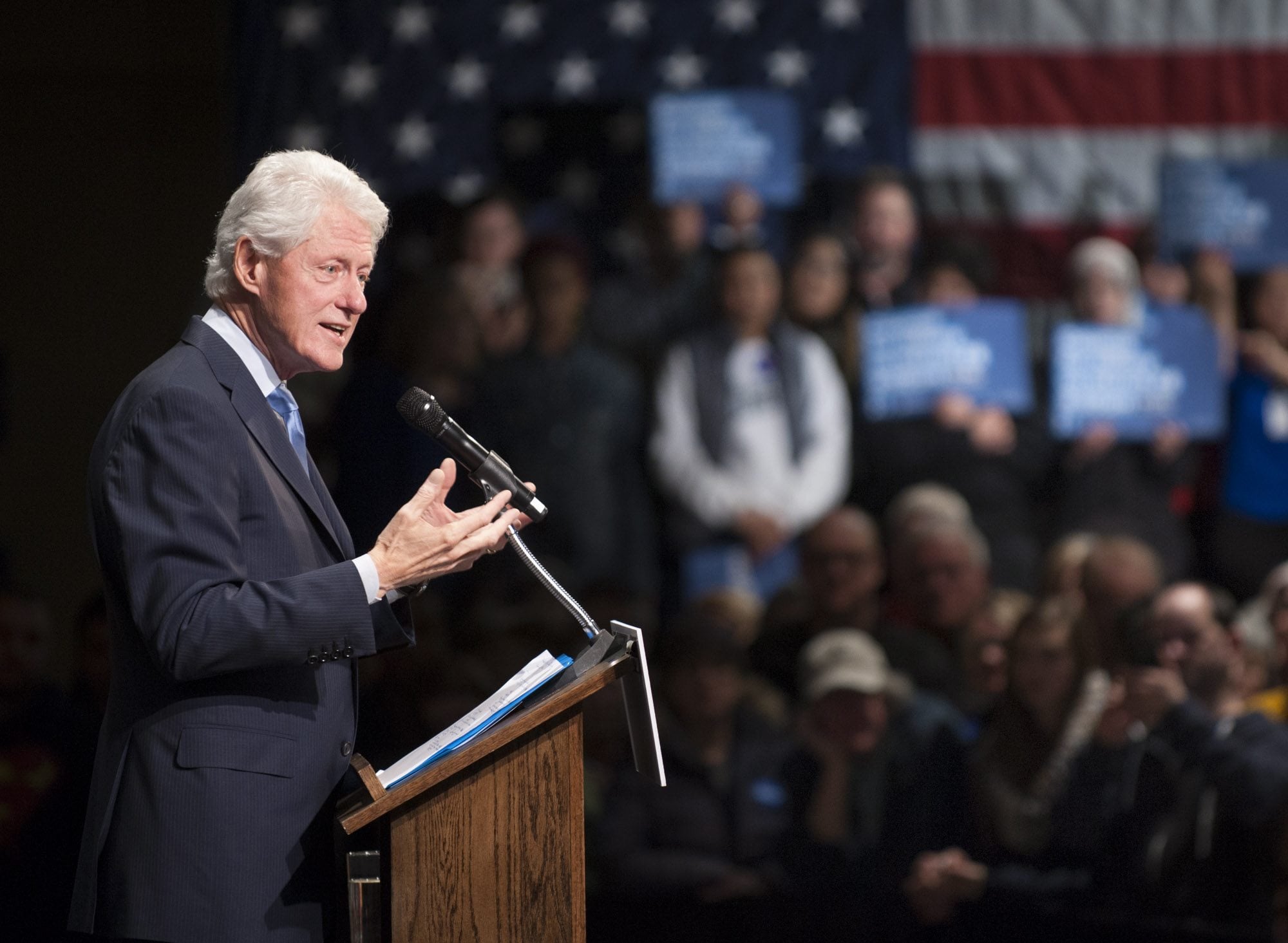 President Bill Clinton, speaks at Clark College in Vancouver Monday March 21, 2016. Clinton is speaking on behalf of his wife and Presidential hopeful Hillary Clinton.