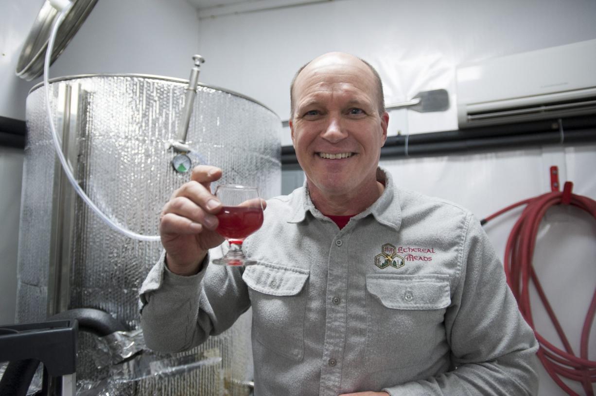 Gary Gross, meadmaster at his meadery, Ethereal Meads in Battle Ground, says he started making mead as a hobby after tasting it at his son&#039;s wedding.