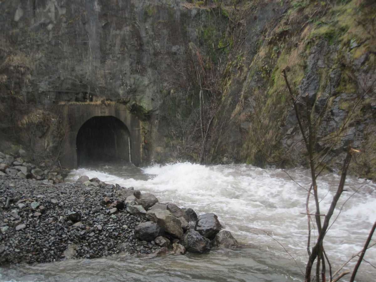 An 11-foot-wide drainage tunnel at Spirit Lake has reopened. The tunnel helps regulate the lake&#039;s depths. (Courtesy of the U.S.