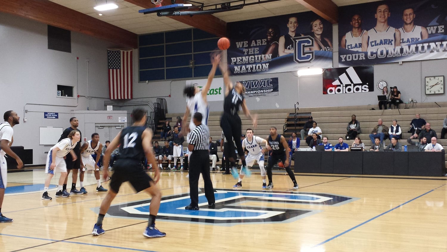 Clark and Tacoma tipoff their NWAC playoff game at the O'Connell Center in Vancouver on Saturday, March 5, 2016.