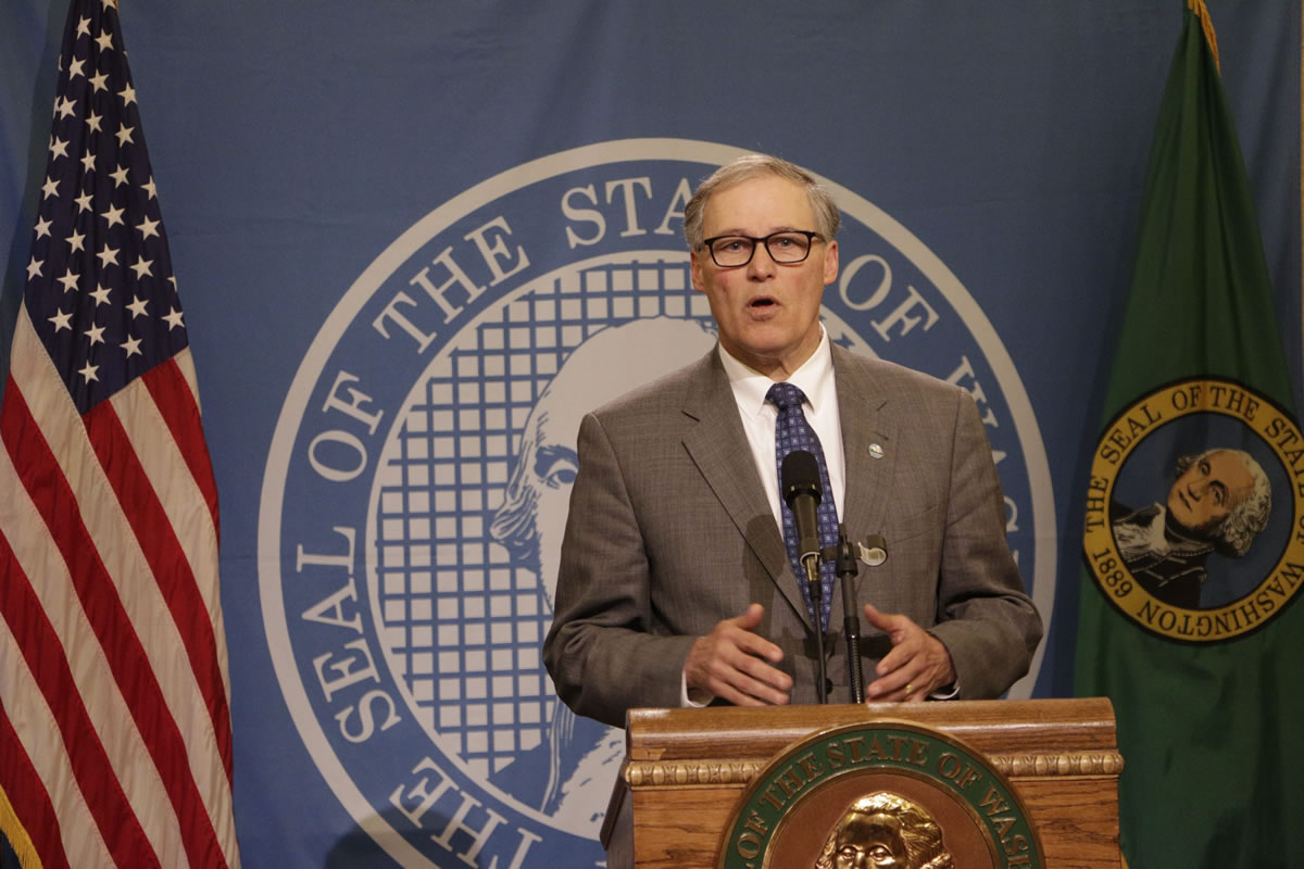 Gov. Jay Inslee, speaking in Olympia on Monday, said he will veto bills unless lawmakers submit a supplemental budget to him by Thursday.