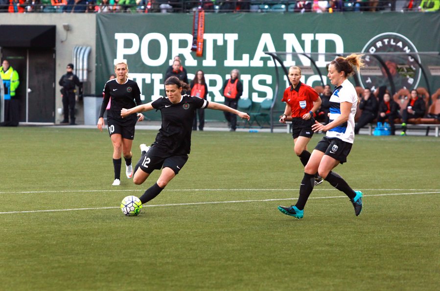 Portland Thorns’ Christine Sinclair, a former University of Portland standout, is one of just a few returning players.