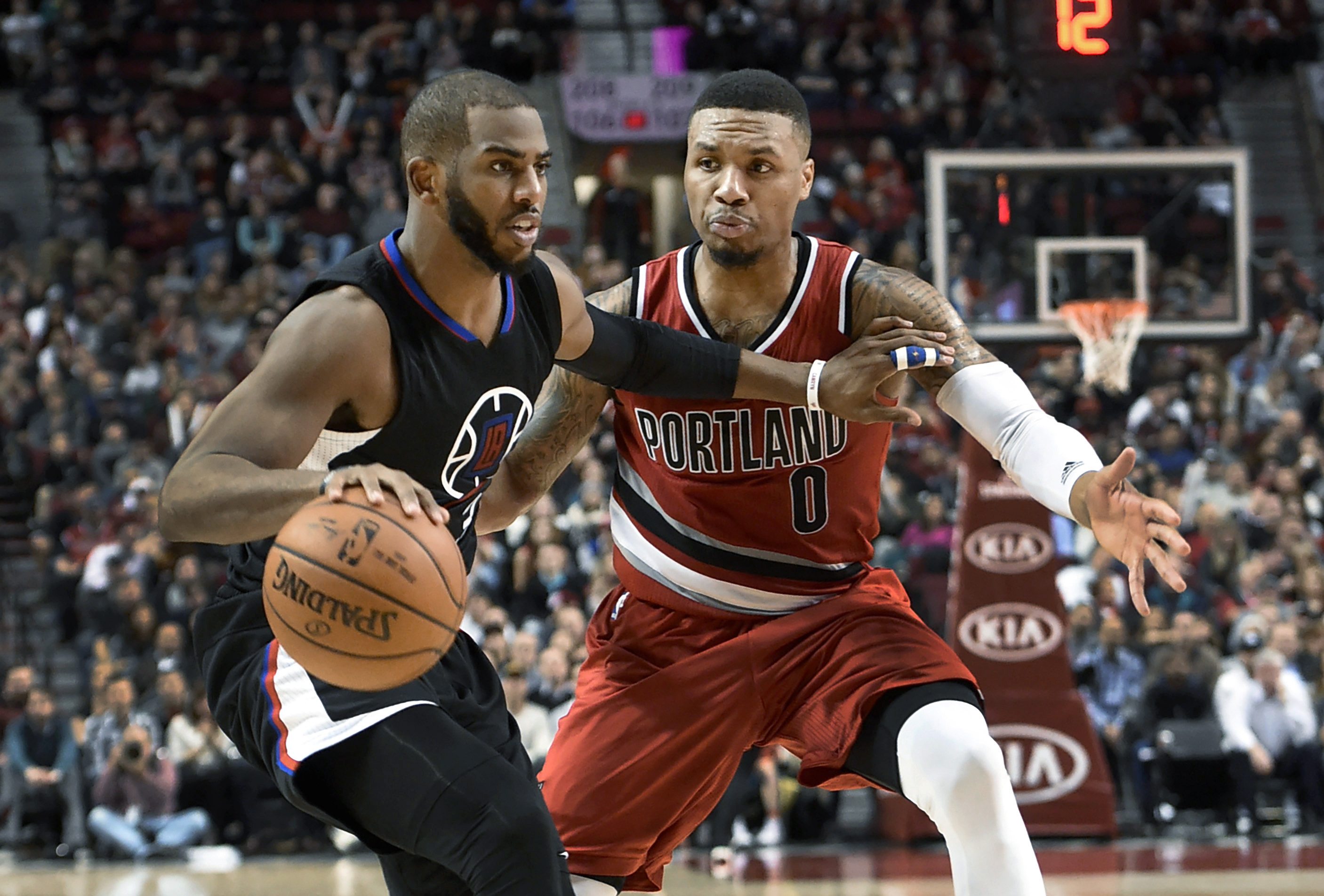 A key matchup of the Blazers-Clippers series will be between the Clippers’ Chris Paul (left) and Blazers’ Damian Lillard.