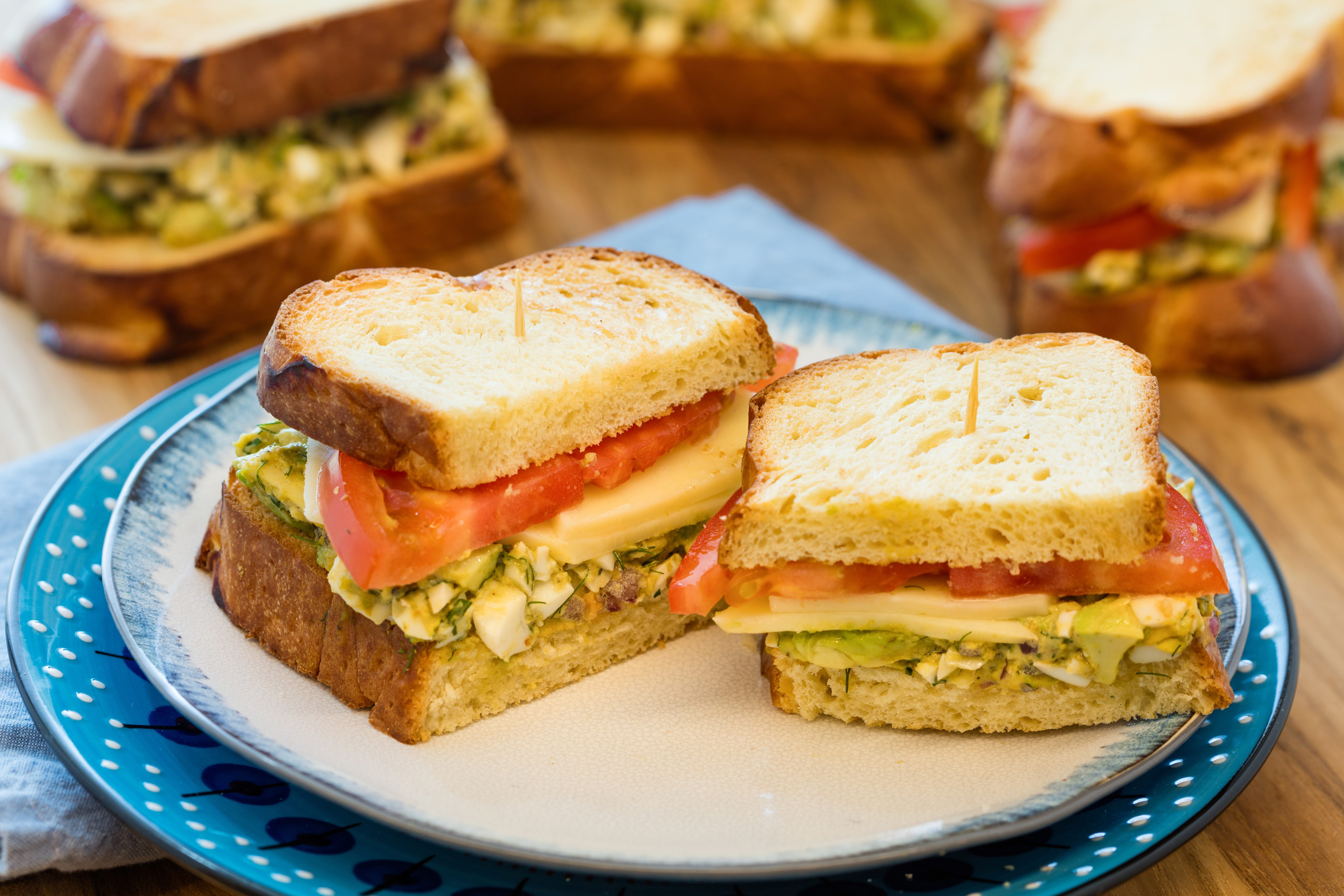Chopped Egg and Avocado Sandwiches.