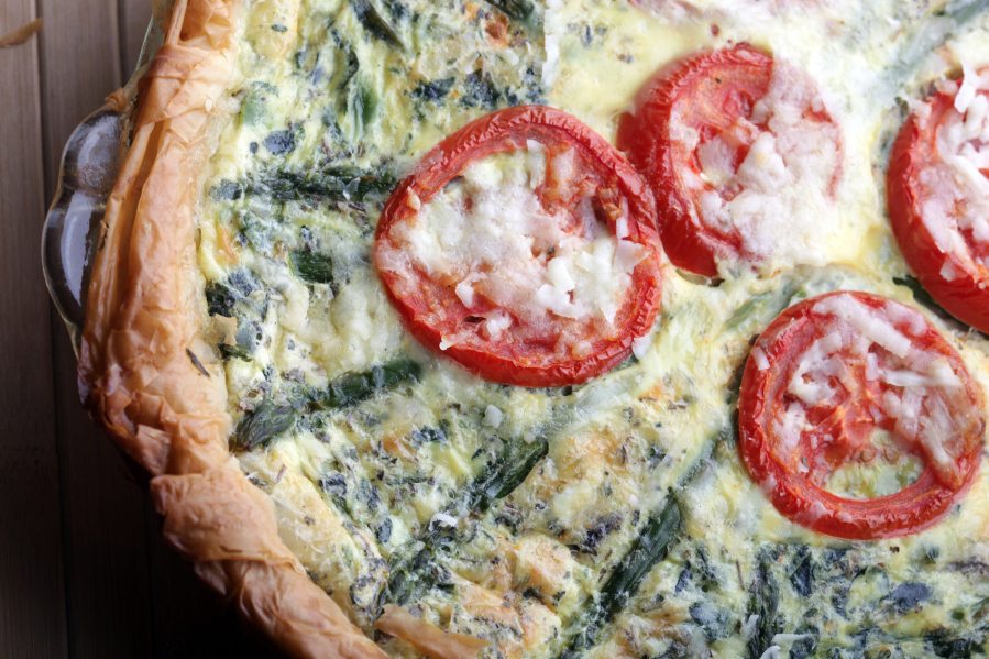Asparagus quiche with a phyllo crust, and can also make a terrific for breakfast. (Andre J.