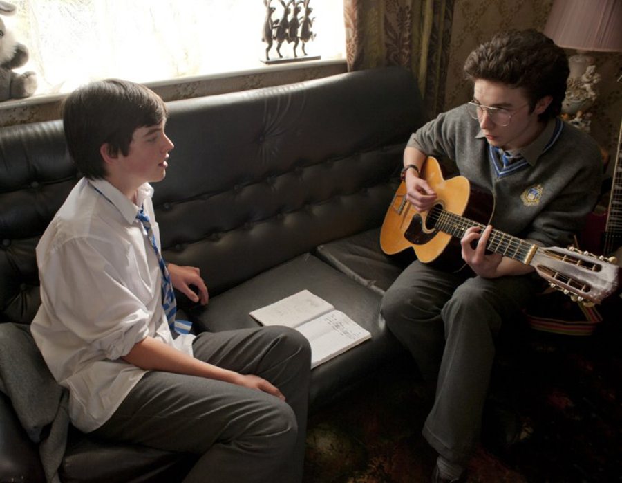 Ferdia Walsh-Peelo, left, and Mark McKenna are songwriting partners and schoolmates in &quot;Sing Street.&quot; (Photos from The Weinstein Company)