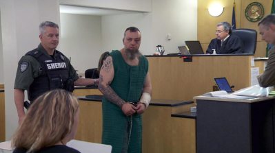 Michael J. Boyd, 42, appears Wednesday in Clark County Superior Court after allegedly assaulting a Washington State Patrol trooper and punching a Vancouver K-9 on Tuesday.