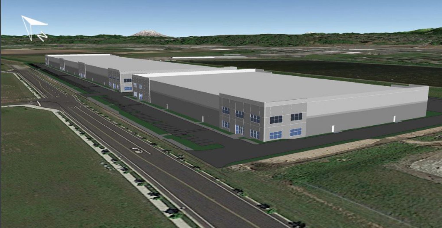 Artist&#039;s rendering of the industrial park complex under construction on Northwest 23rd Avenue near Lower River Road.