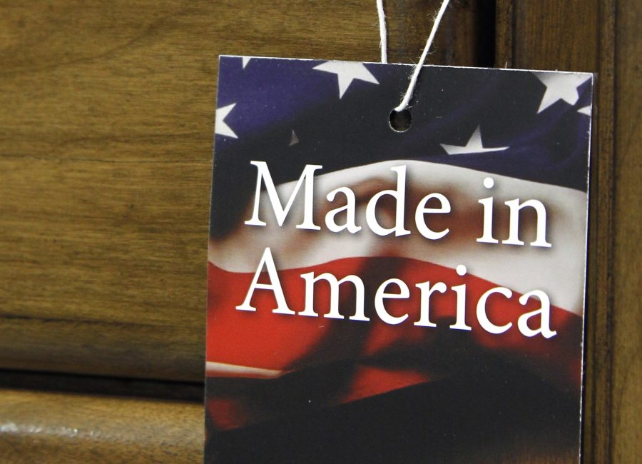 A &quot;Made in America&quot; tag hangs on a chest of drawers at a furniture factory in Lincolnton, N.C.