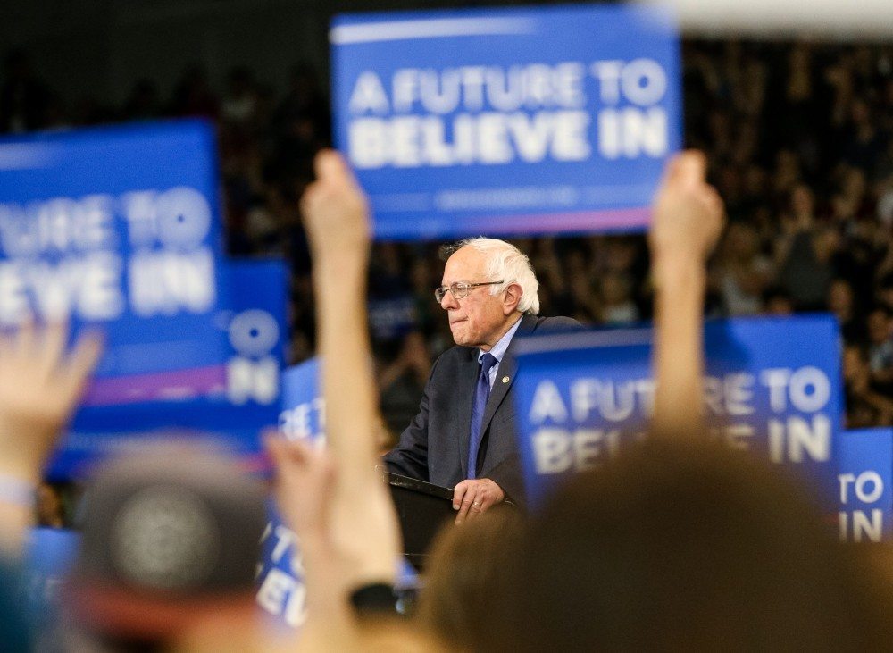 Democratic presidential candidate Bernie Sanders, I-Vt., speaks during a rally on Tuesday, April 26, 2016, Huntington, W.Va.