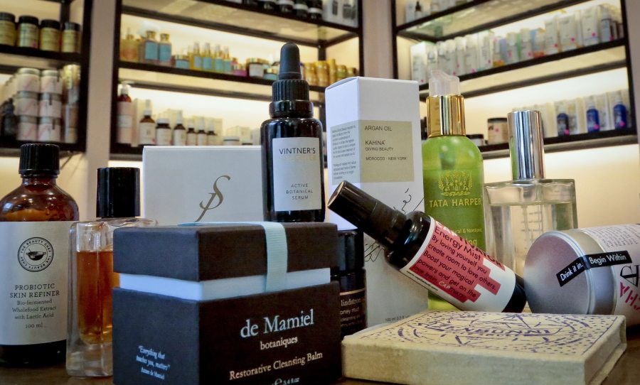 Products are displayed Wednesday at CAP Beauty, a wellness store with an all-things-natural approach in West Village of New York. The makeup industry is trying to convince women that looking good on the outside starts from within, but it&#039;s unclear if the products they&#039;re trying to hawk are safe and effective.