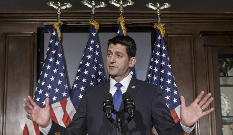House Speaker Paul Ryan, R-Wis., addresses reporters Tuesday at Republican National Committee headquarters in Washington, ruling himself out of the Republican presidential race once and for all. (J.